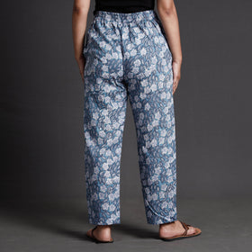 Blue  Sanganeri Block Printed Cotton Elasticated Palazzo