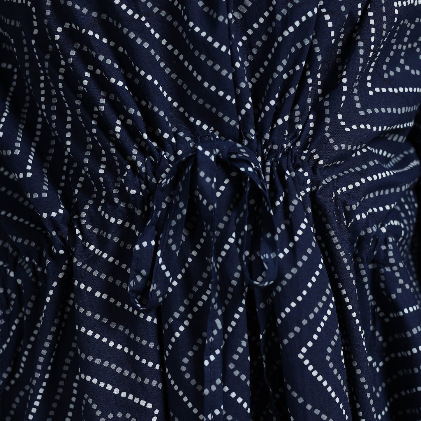 Blue - sanganeri printed cotton kaftan with tie-up waist