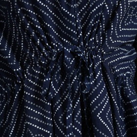 Blue - sanganeri printed cotton kaftan with tie-up waist