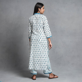 Sanganeri printed cotton kurta with palazzo & dupatta set