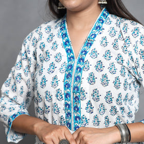 Sanganeri printed cotton kurta with palazzo & dupatta set