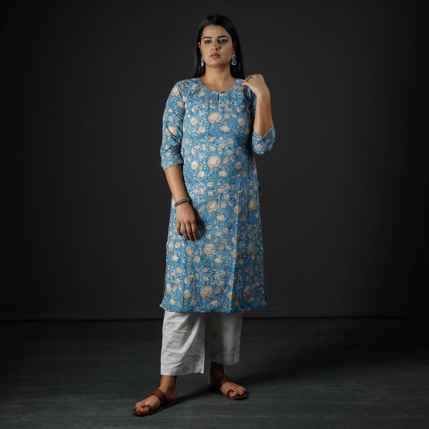 Sanganeri Kurta with Palazzo & Dupatta Set