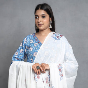 Blue - sanganeri printed cotton kurta with palazzo &