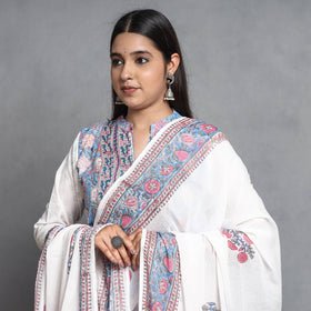 Buy Sanganeri Block Printed Cotton Kurta with Palazzo & Dupatta Set Online at iTokri.com
