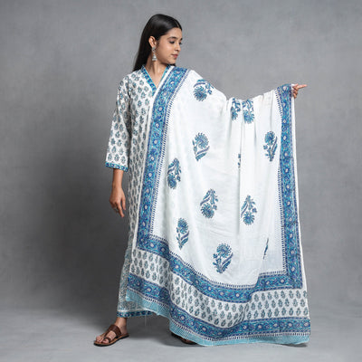 Sanganeri printed cotton kurta with palazzo & dupatta set