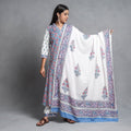  Sanganeri Block Printed Cotton Kurta with Palazzo & Dupatta Set 