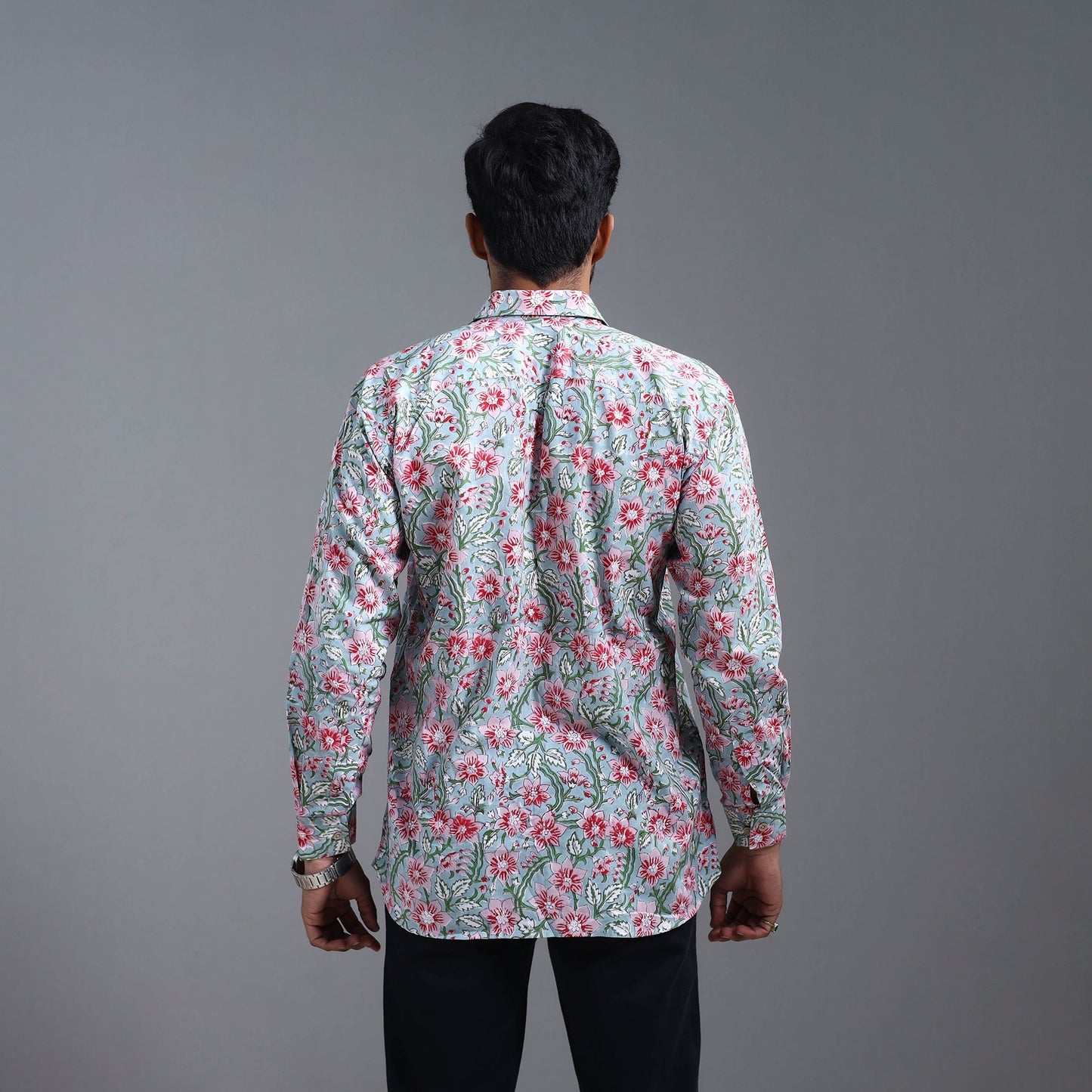  Blue Sanganeri Block Printed Cotton Men Shirt