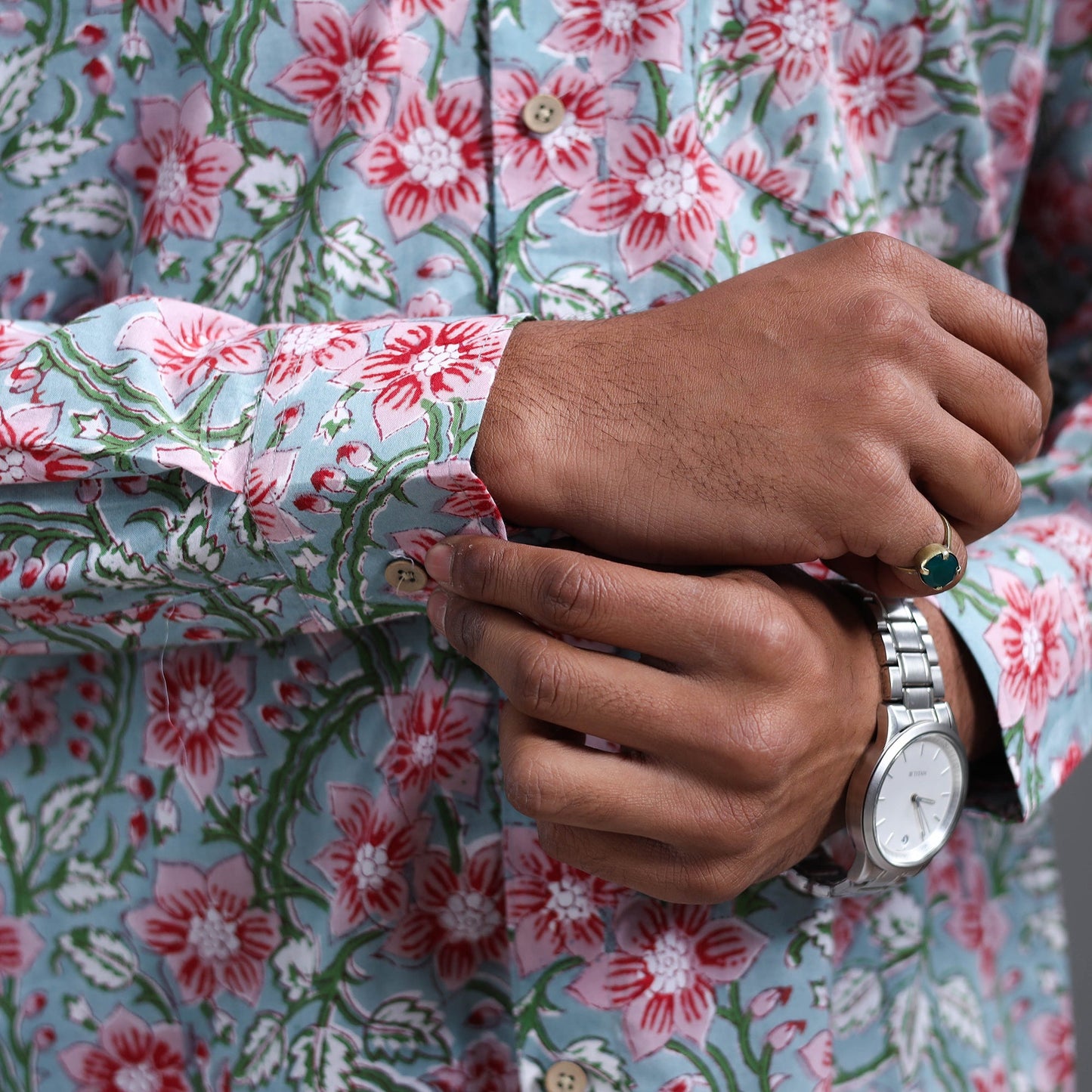  Blue Sanganeri Block Printed Cotton Men Shirt