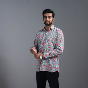  Blue Sanganeri Block Printed Cotton Men Shirt