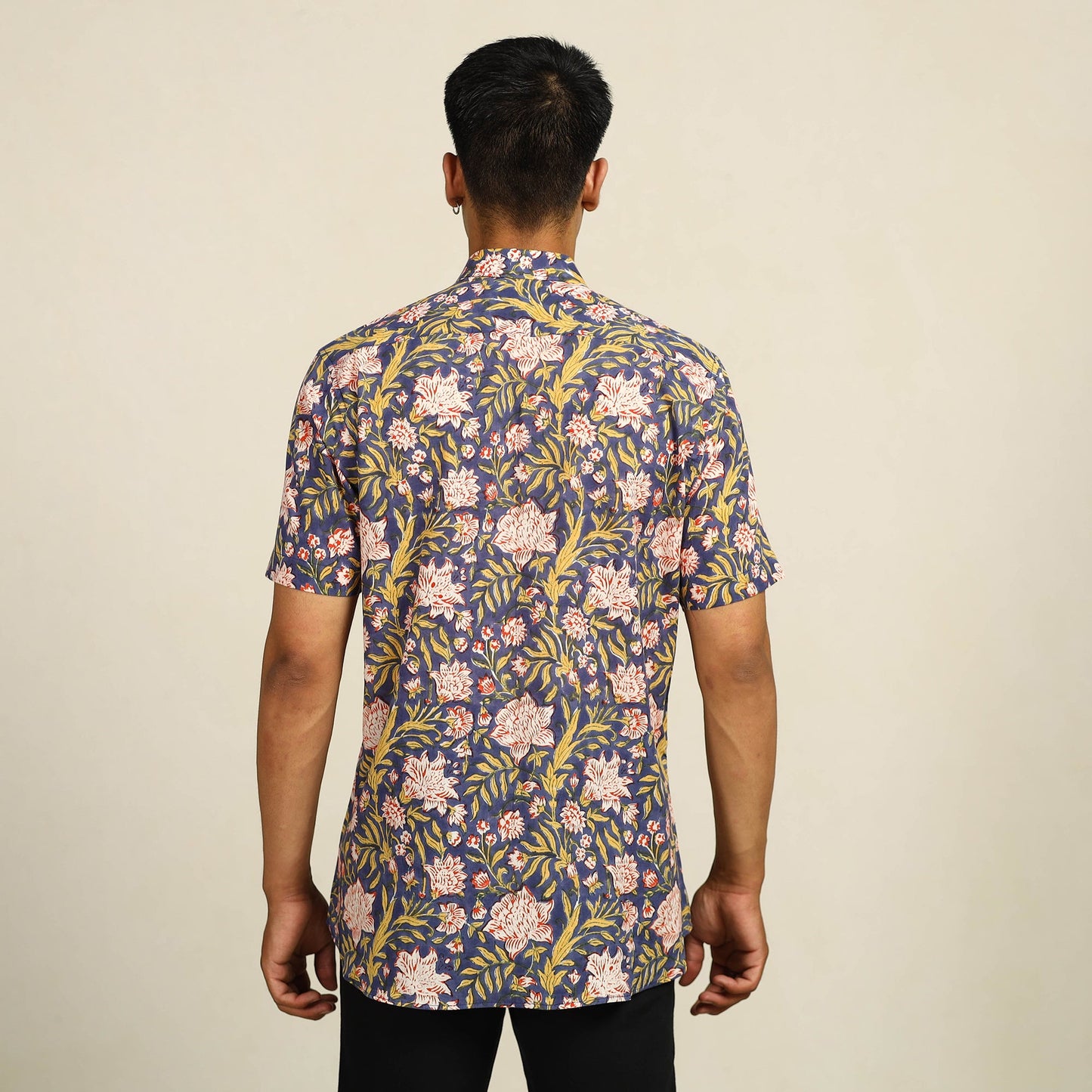 Buy Sanganeri Block Printed Cotton Men Half Sleeve Shirt 107Online at iTokri.com