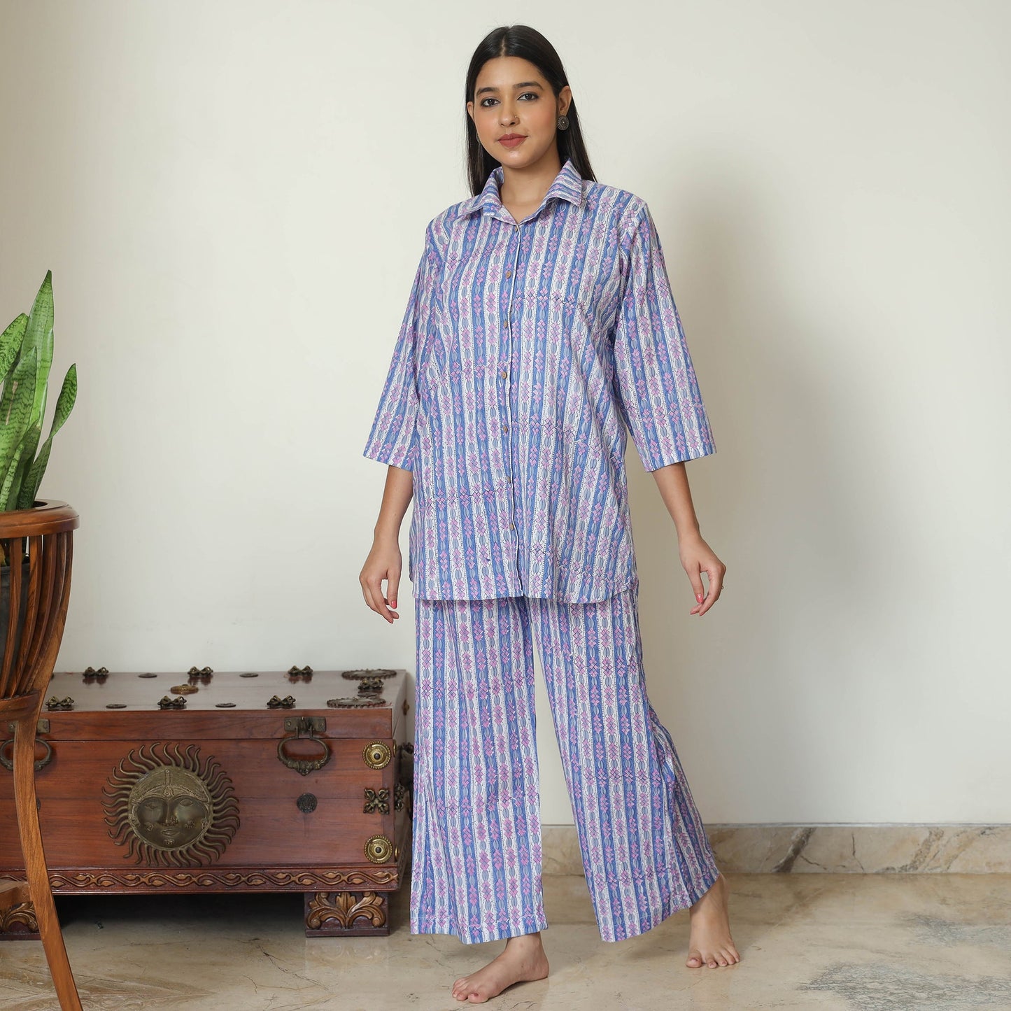 Buy Sanganeri Block Printed Cotton Night Suit Set 15 Online at iTokri.com