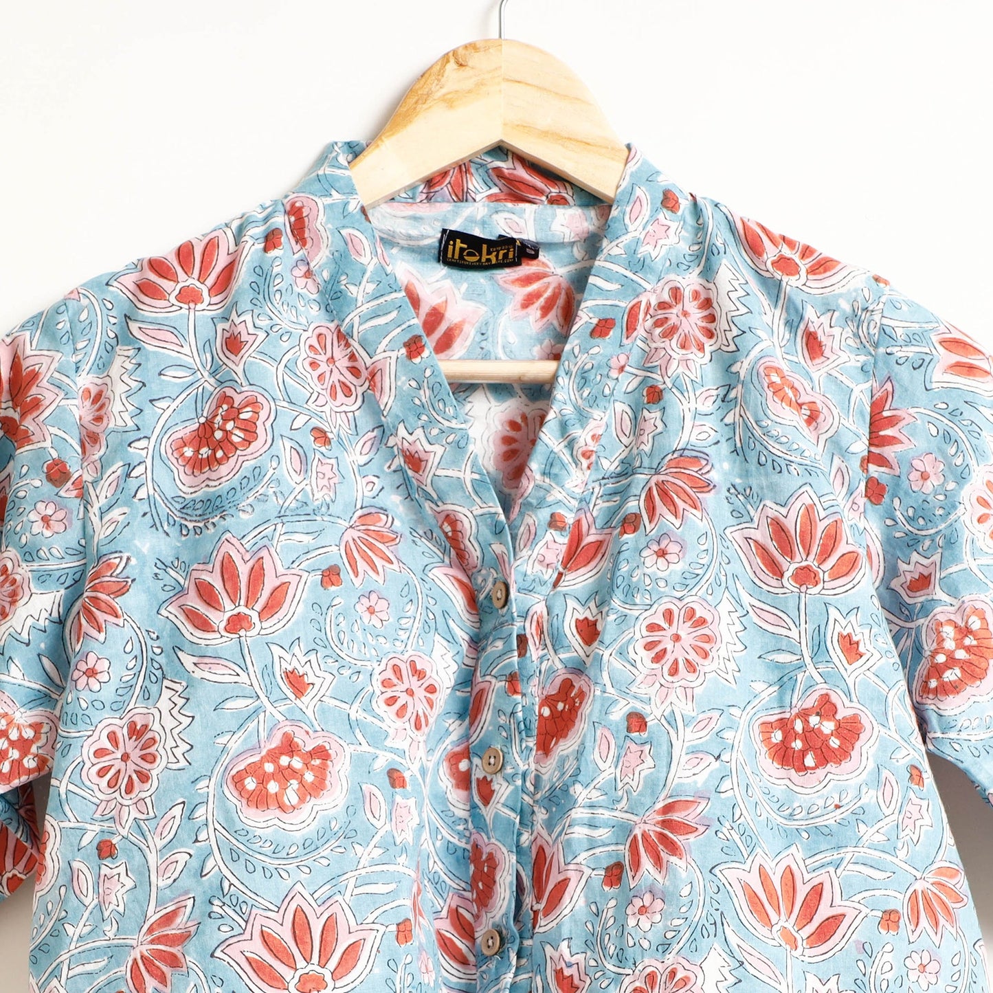 Blue Ajrakh Block Printed Cotton Night Suit Set 