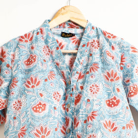 Blue Ajrakh Block Printed Cotton Night Suit Set 