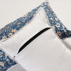 BuySanganeri Block Printed Cotton Pillow Cover With Lace (26 x 16 in) - Set of 2 