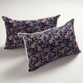  Sanganeri Block Printed Cotton Pillow Cover with Lace (28 x 18 in) - Set of 2 