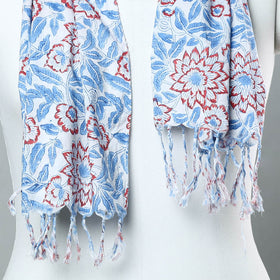 Buy Sanganeri Block Printed Cotton Stole with Tassels 101 Online at iTokri.com