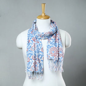 Buy Sanganeri Block Printed Cotton Stole with Tassels 101 Online at iTokri.com