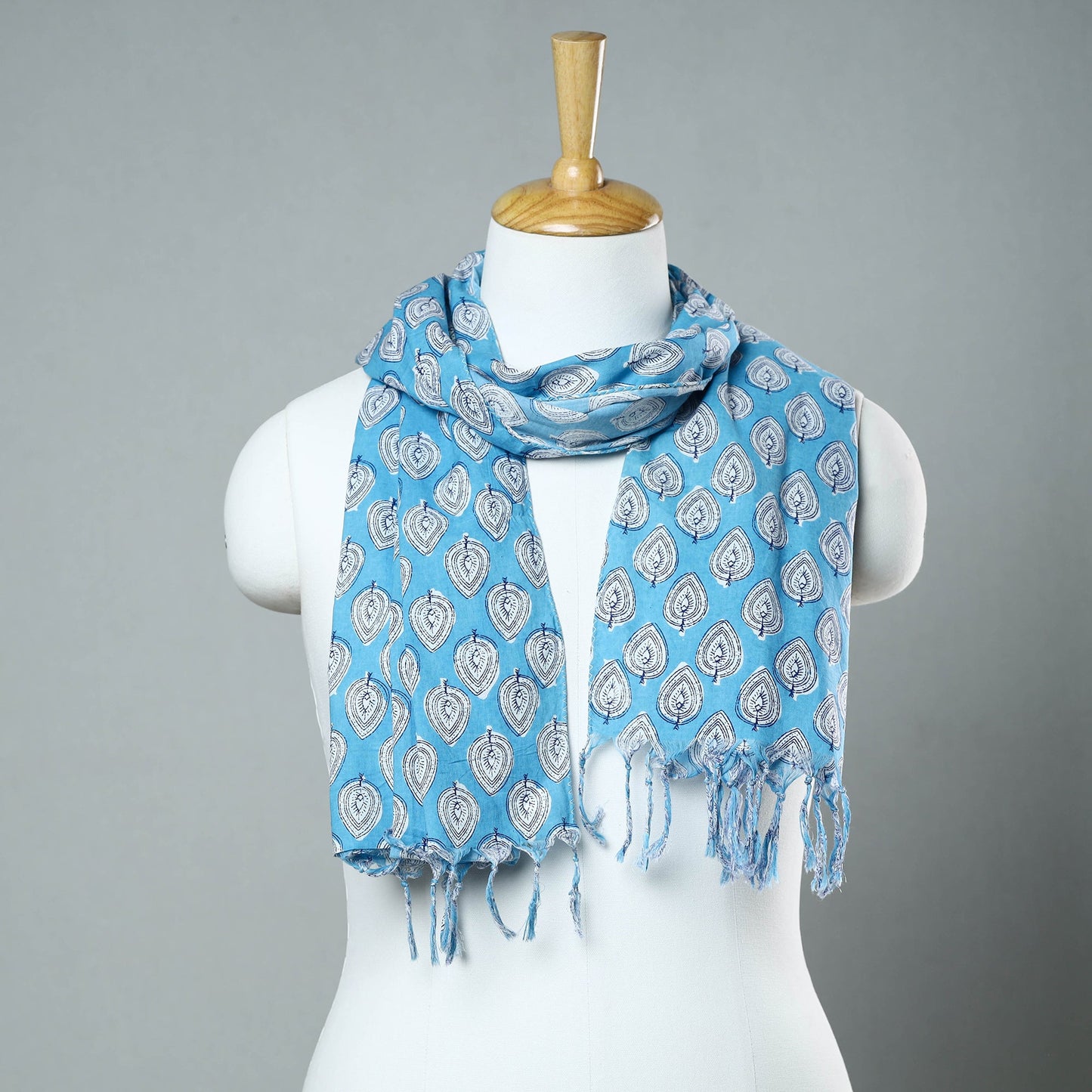 Buy Sanganeri Block Printed Cotton Stole with Tassels 89 Online at iTokri.com