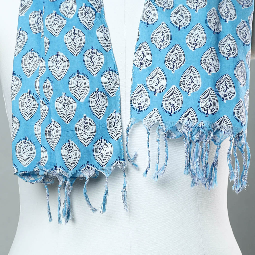 Buy Sanganeri Block Printed Cotton Stole with Tassels 89 Online at iTokri.com