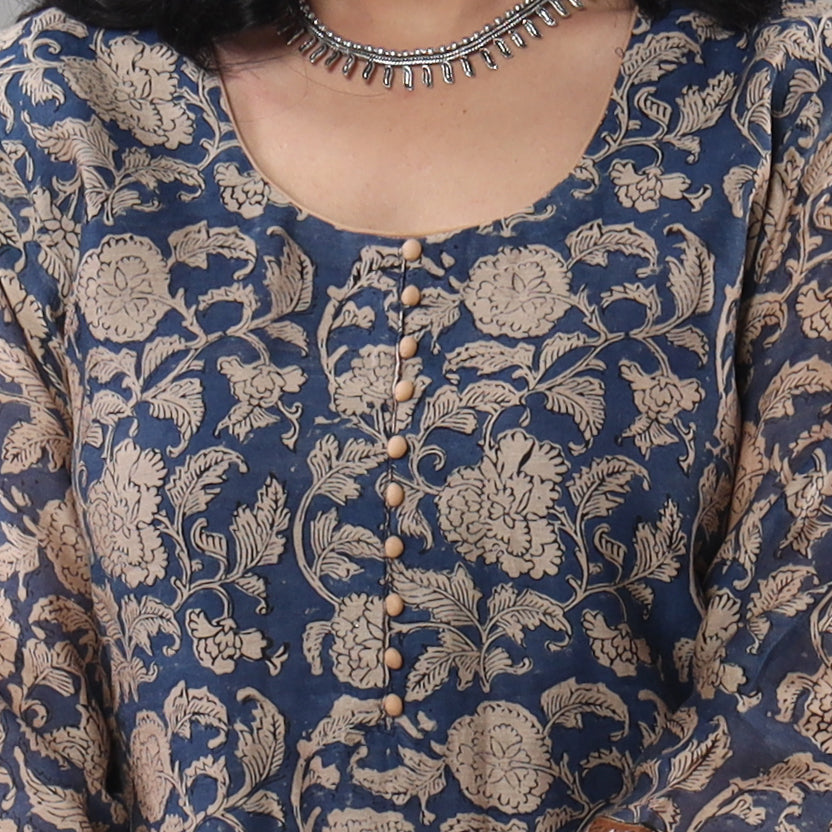 Sanganeri printing maheshwari silk kurta with palazzo &