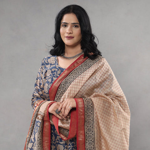 Sanganeri printing maheshwari silk kurta with palazzo &