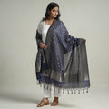 Blue - Semi Silk Zari Jaal Banarasi Dupatta 36