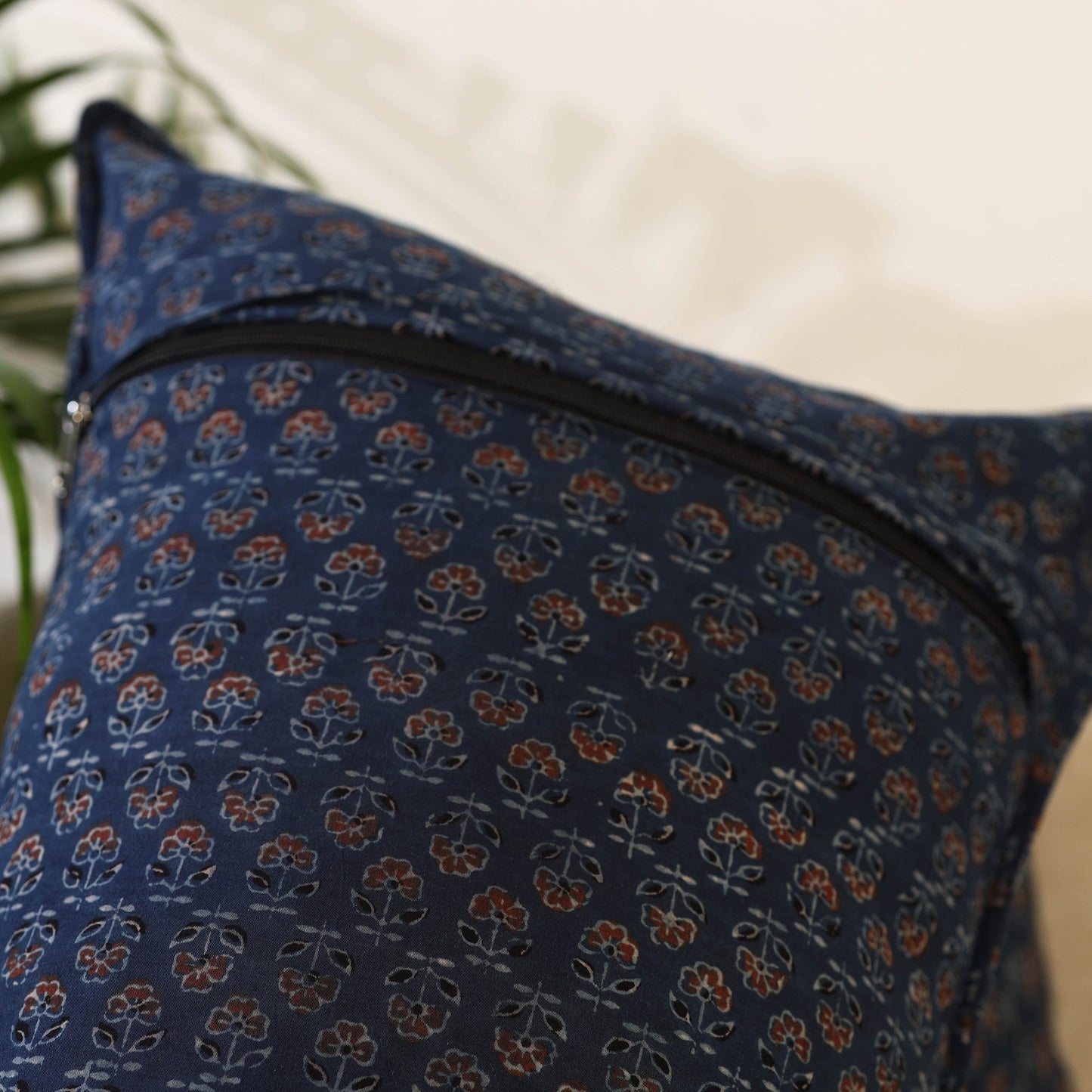 Buy Set of 2 Blue Ajrakh Block Print Cotton Pillow Covers