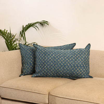 Blue - set of 2 akola hand pillow covers 101 - handcrafted