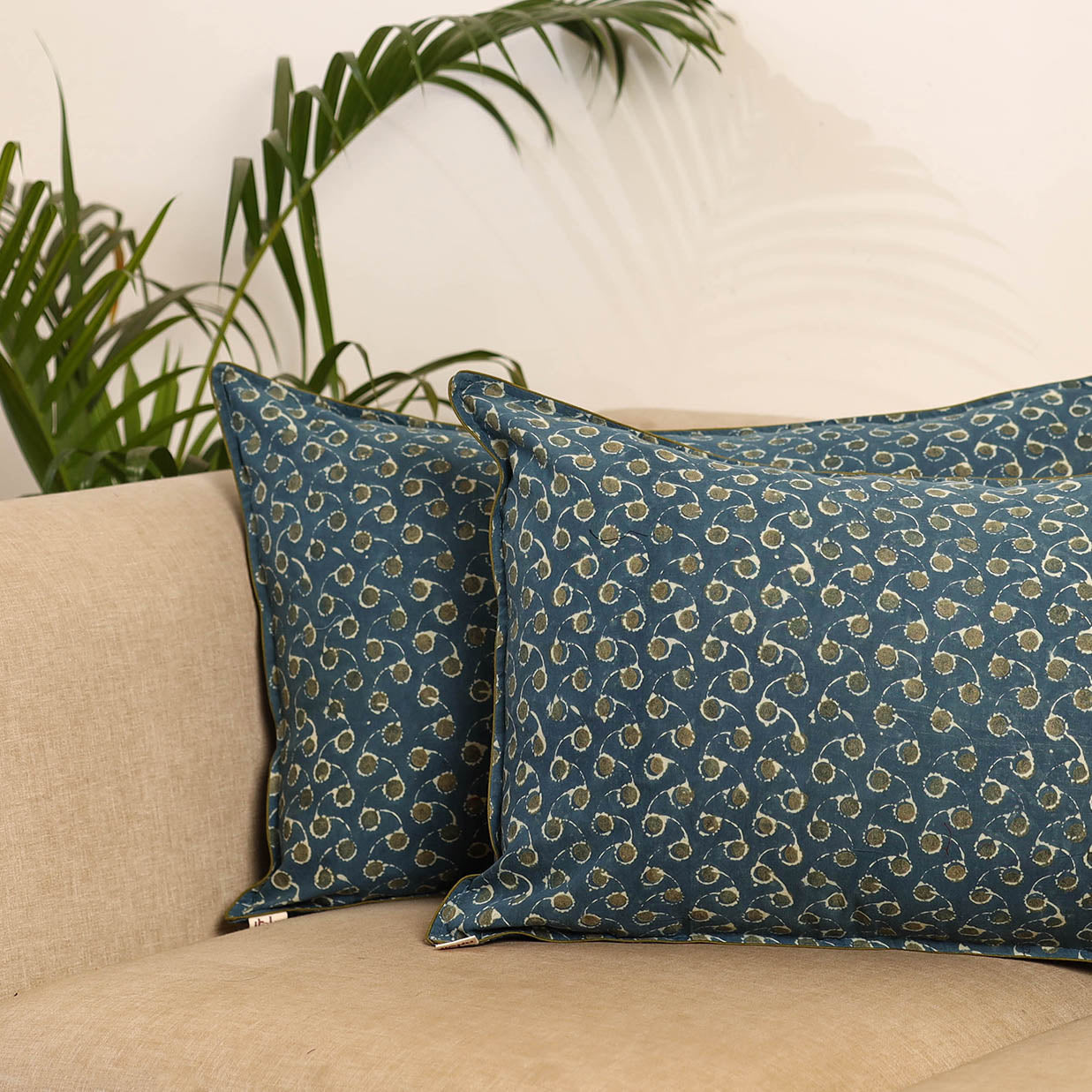 Blue - set of 2 akola hand pillow covers 101 - handcrafted