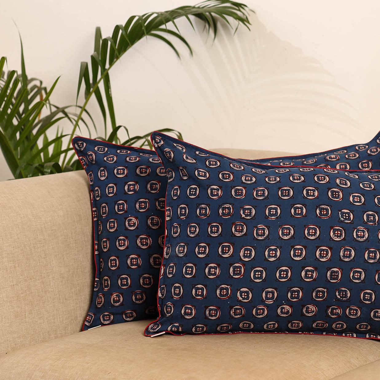 Blue - set of 2 akola hand pillow covers 103 - handcrafted