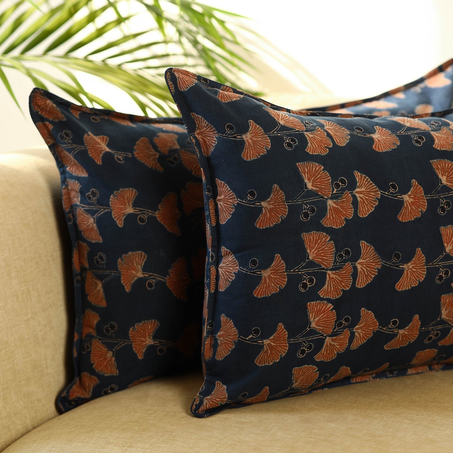 Blue - set of 2 cotton pillow covers 07 - handcrafted