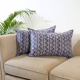 Blue - Set of 2 Hand Batik Print Cotton Pillow Covers 04