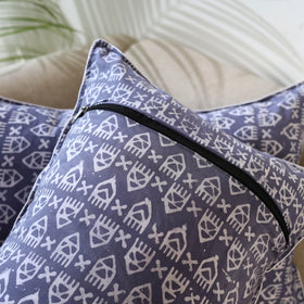 Blue - Set of 2 Hand Batik Print Cotton Pillow Covers 04