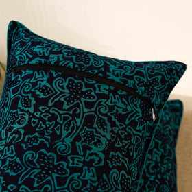 Blue Set of 2 Hand Batik Print Cotton Pillow Covers
