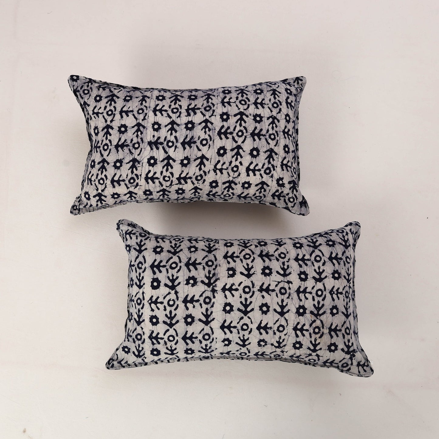 Blue - set of 2 hand batik cotton pillow covers 08