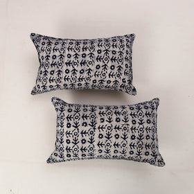 Blue - set of 2 hand batik cotton pillow covers 08