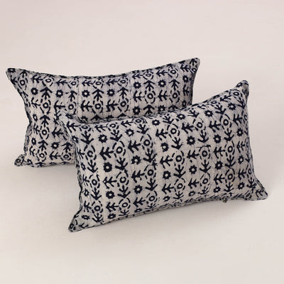 Blue - set of 2 hand batik cotton pillow covers 08