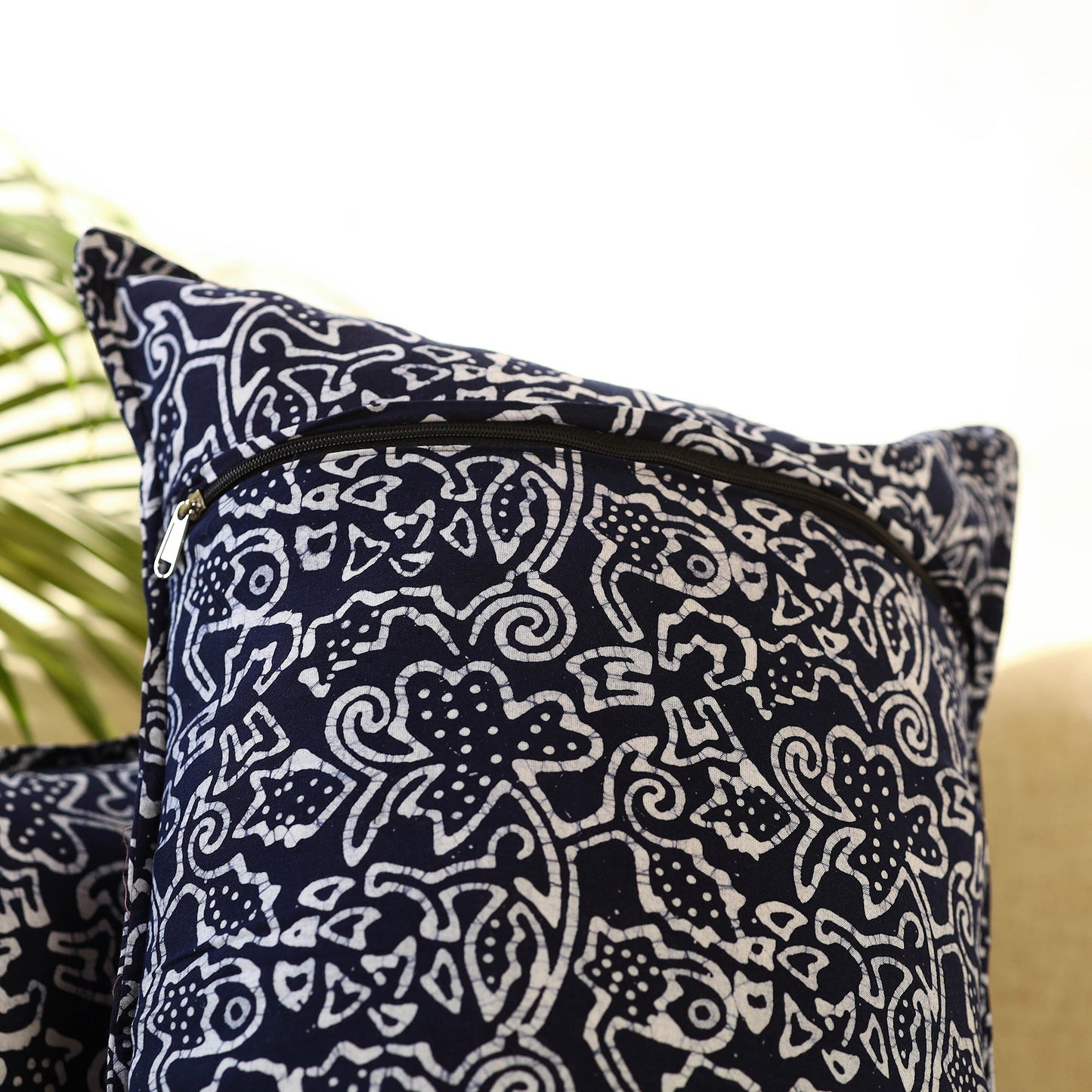 Blue - set of 2 hand batik cotton pillow covers 10