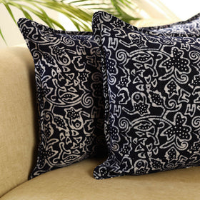 Blue - set of 2 hand batik cotton pillow covers 10