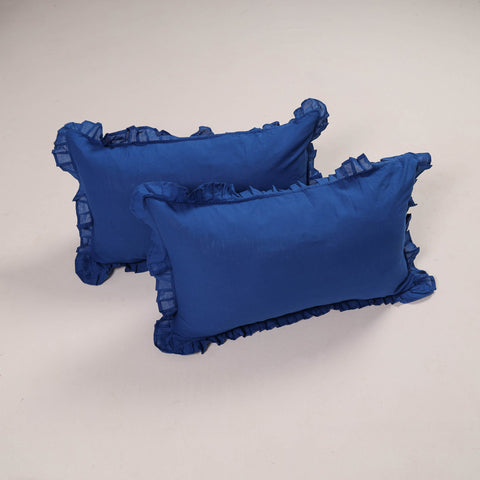Blue - set of 2 handcrafted cotton frill pillow covers 12