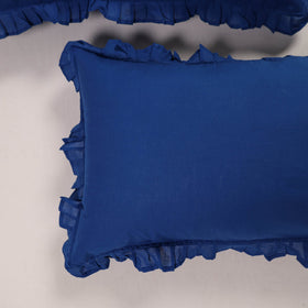 Blue - set of 2 handcrafted cotton frill pillow covers 12