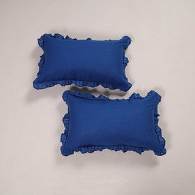 Blue - set of 2 handcrafted cotton frill pillow covers 12
