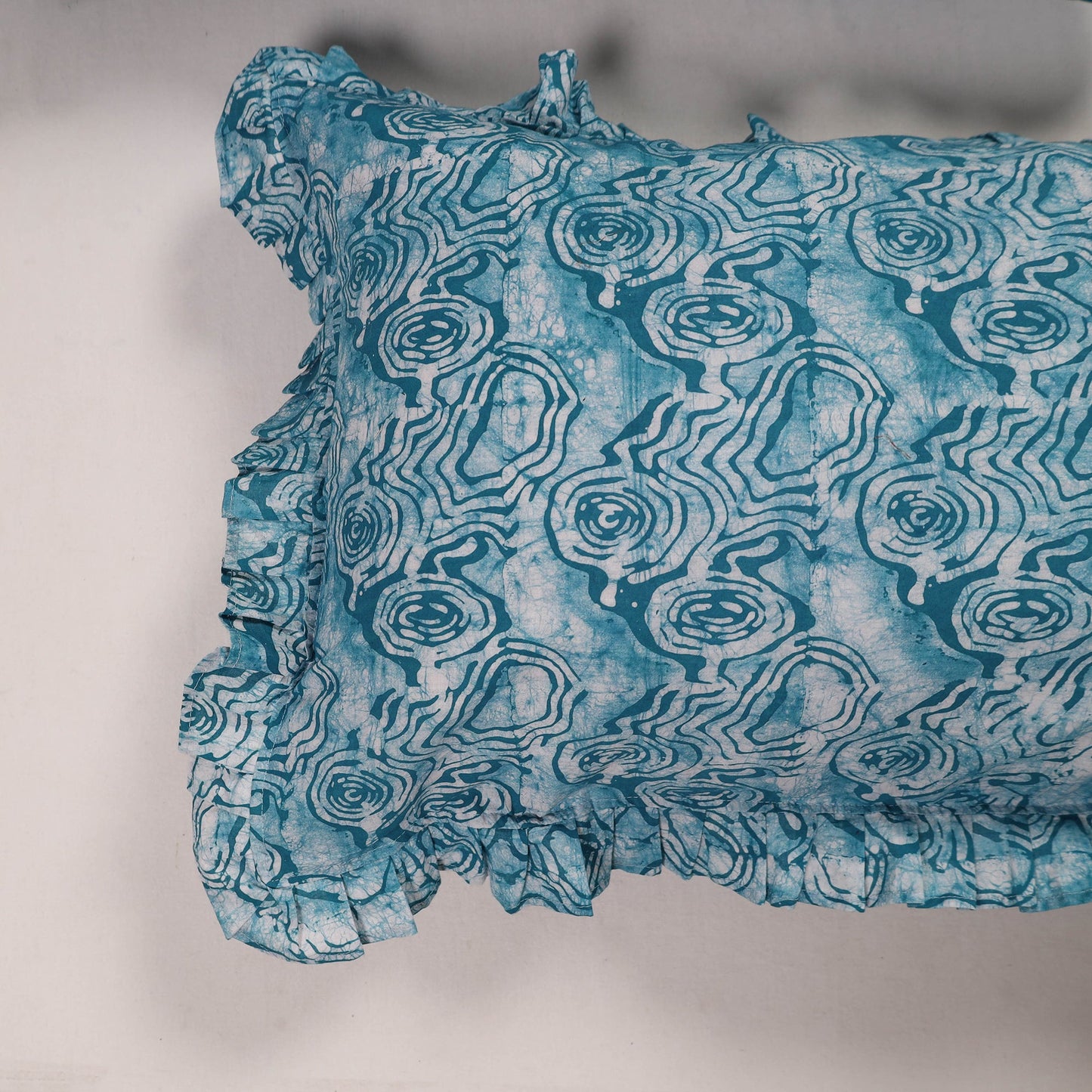 Blue - set of 2 handcrafted cotton frill pillow covers 16