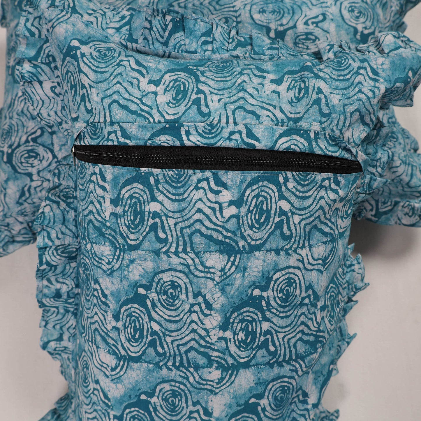 Blue - set of 2 handcrafted cotton frill pillow covers 16