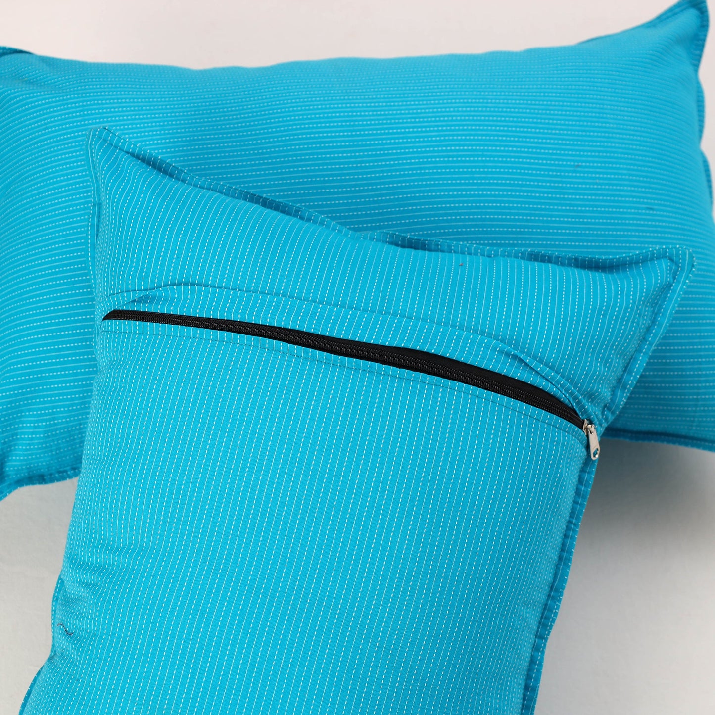 Blue - set of 2 kantha stitch cotton pillow covers 23