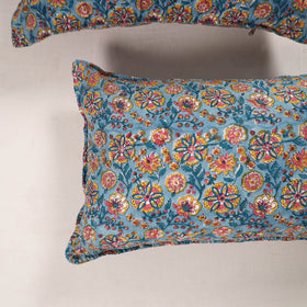 Buy Blue Set of 2 Sanganeri Block Print Cotton Pillow Covers