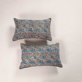 Buy Blue Set of 2 Sanganeri Block Print Cotton Pillow Covers