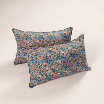 Buy Blue Set of 2 Sanganeri Block Print Cotton Pillow Covers