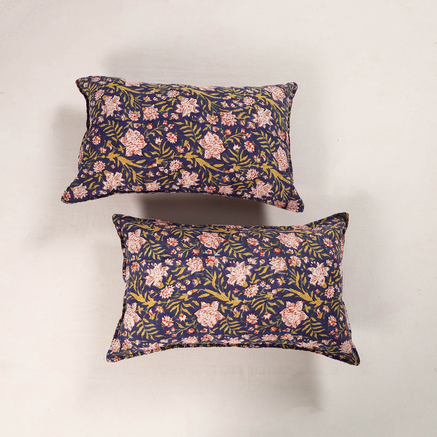 Blue - set of 2 sanganeri cotton pillow covers 34