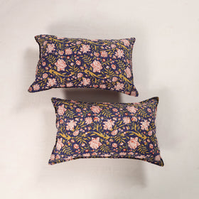 Blue - set of 2 sanganeri cotton pillow covers 34
